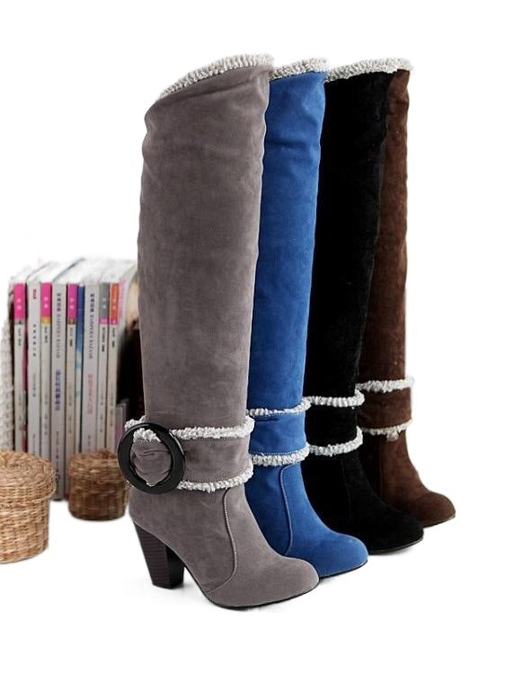 Womens Boots Shoes High Heeled Knee High Boots